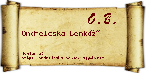 Ondreicska Benkő névjegykártya
